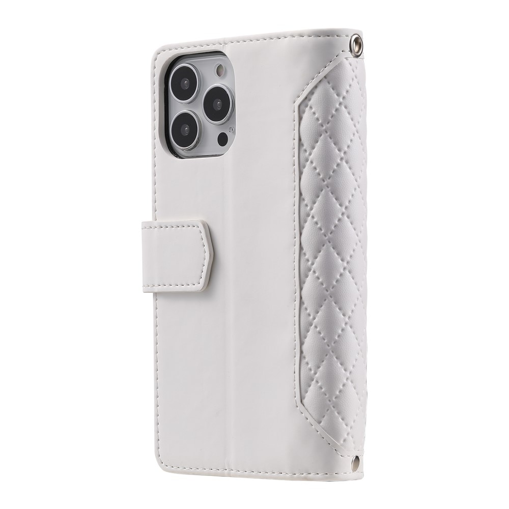 iPhone 16 Pro Brieftasche Hülle Quilted Weiß