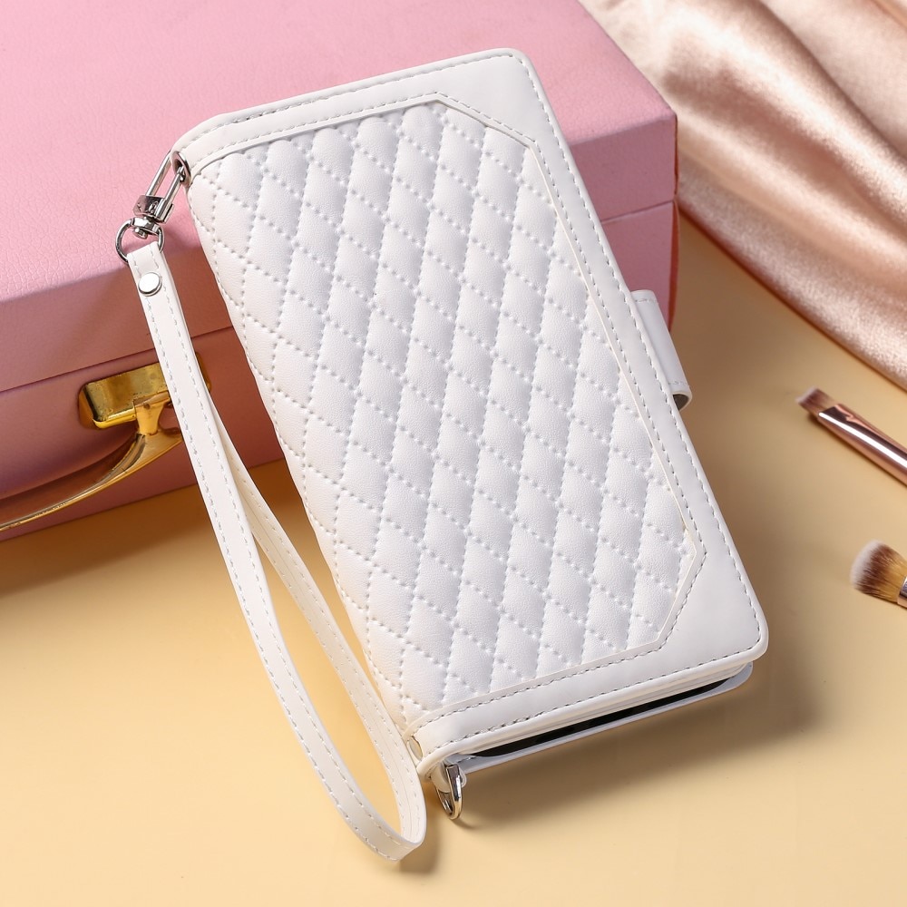 iPhone 16 Pro Brieftasche Hülle Quilted Weiß