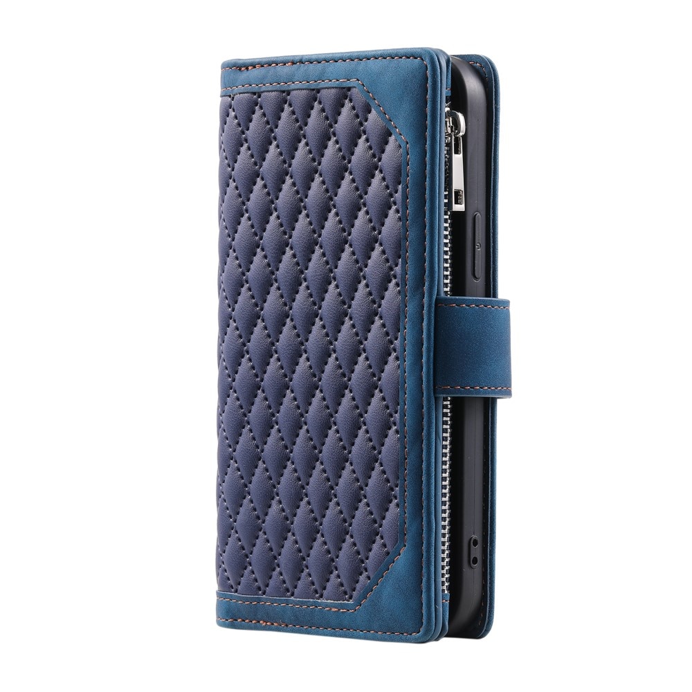 iPhone 16 Pro Max Brieftasche Hülle Quilted Blau