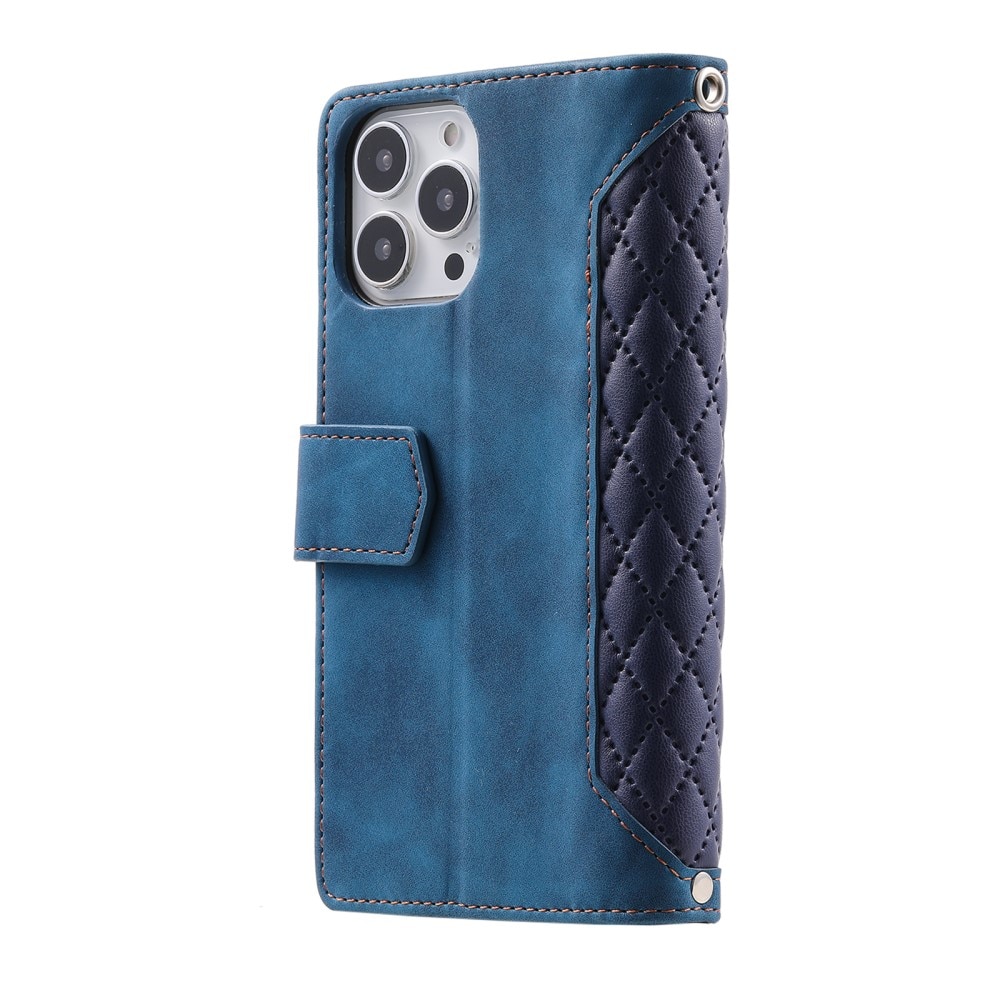 iPhone 16 Pro Max Brieftasche Hülle Quilted Blau