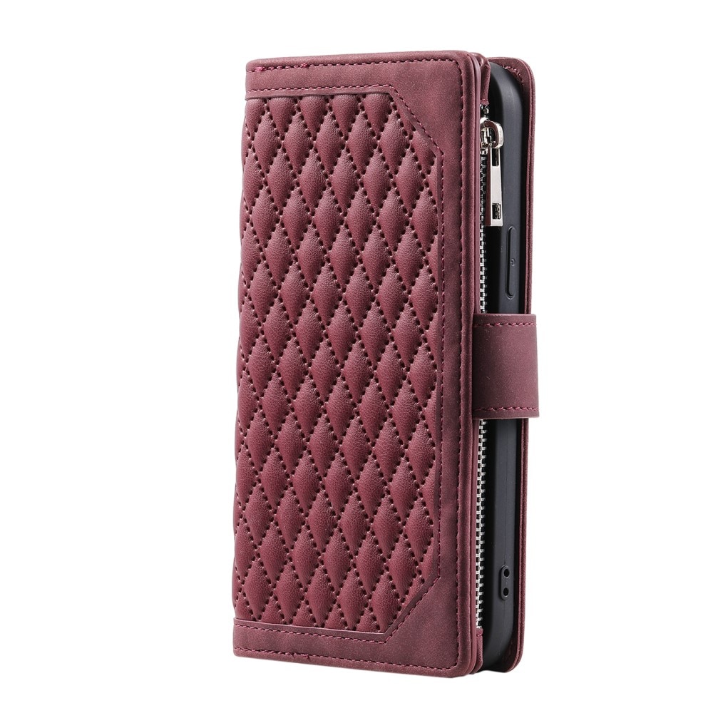 iPhone 16 Pro Max Brieftasche Hülle Quilted Rot