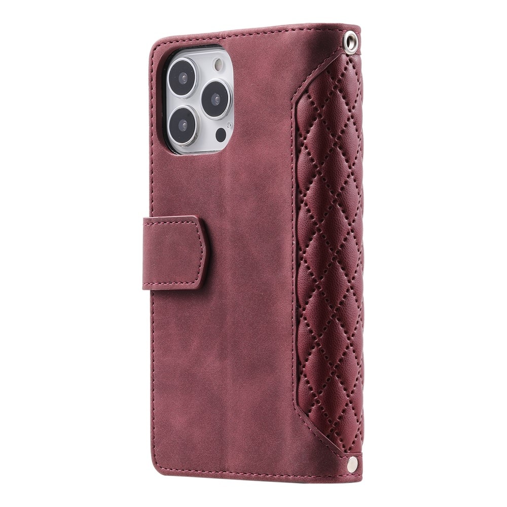 iPhone 16 Pro Max Brieftasche Hülle Quilted Rot