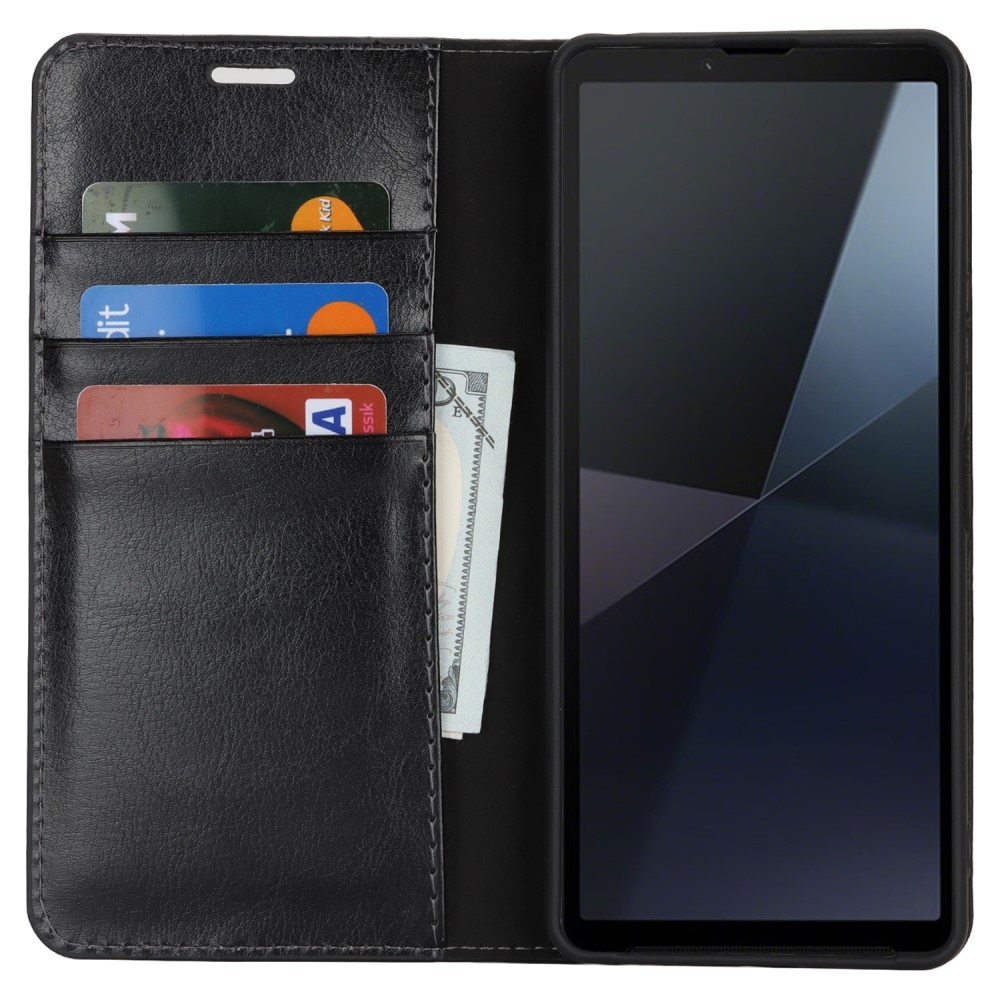 Sony Xperia 10 VI Handytasche aus Echtem Leder schwarz