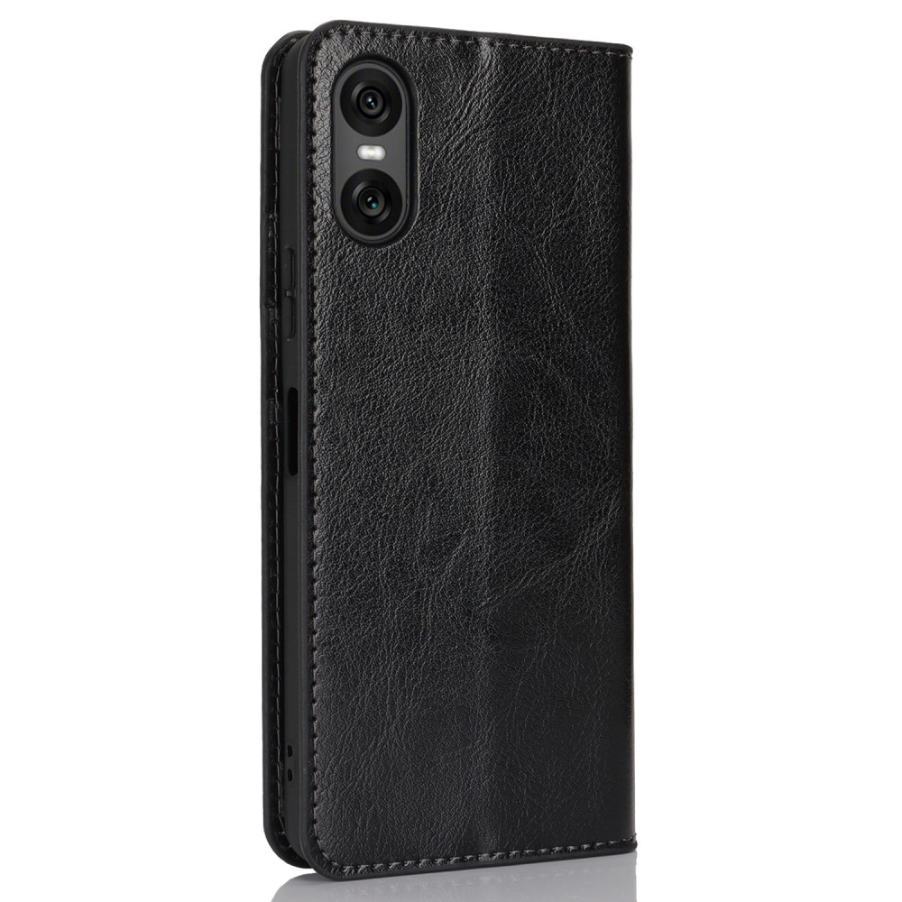 Sony Xperia 10 VI Handytasche aus Echtem Leder schwarz