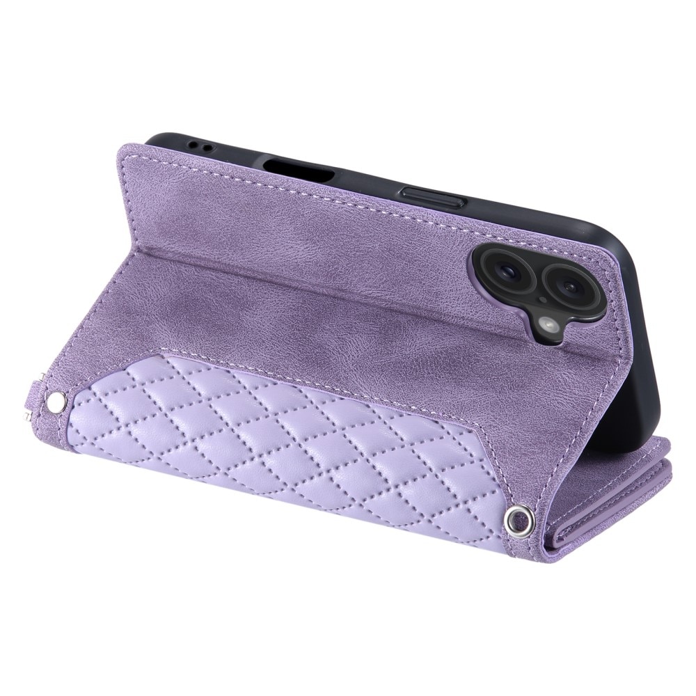 iPhone 16 Brieftasche Hülle Quilted Lila