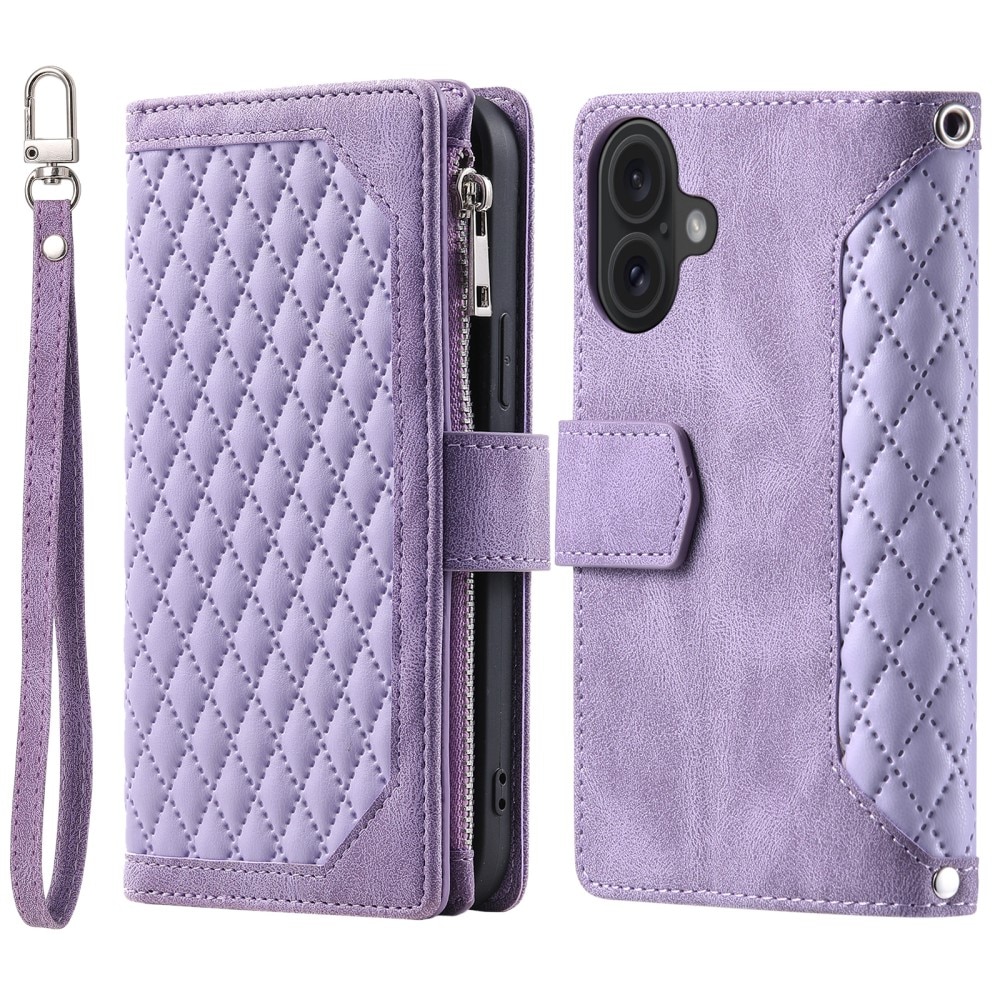 iPhone 16 Brieftasche Hülle Quilted Lila