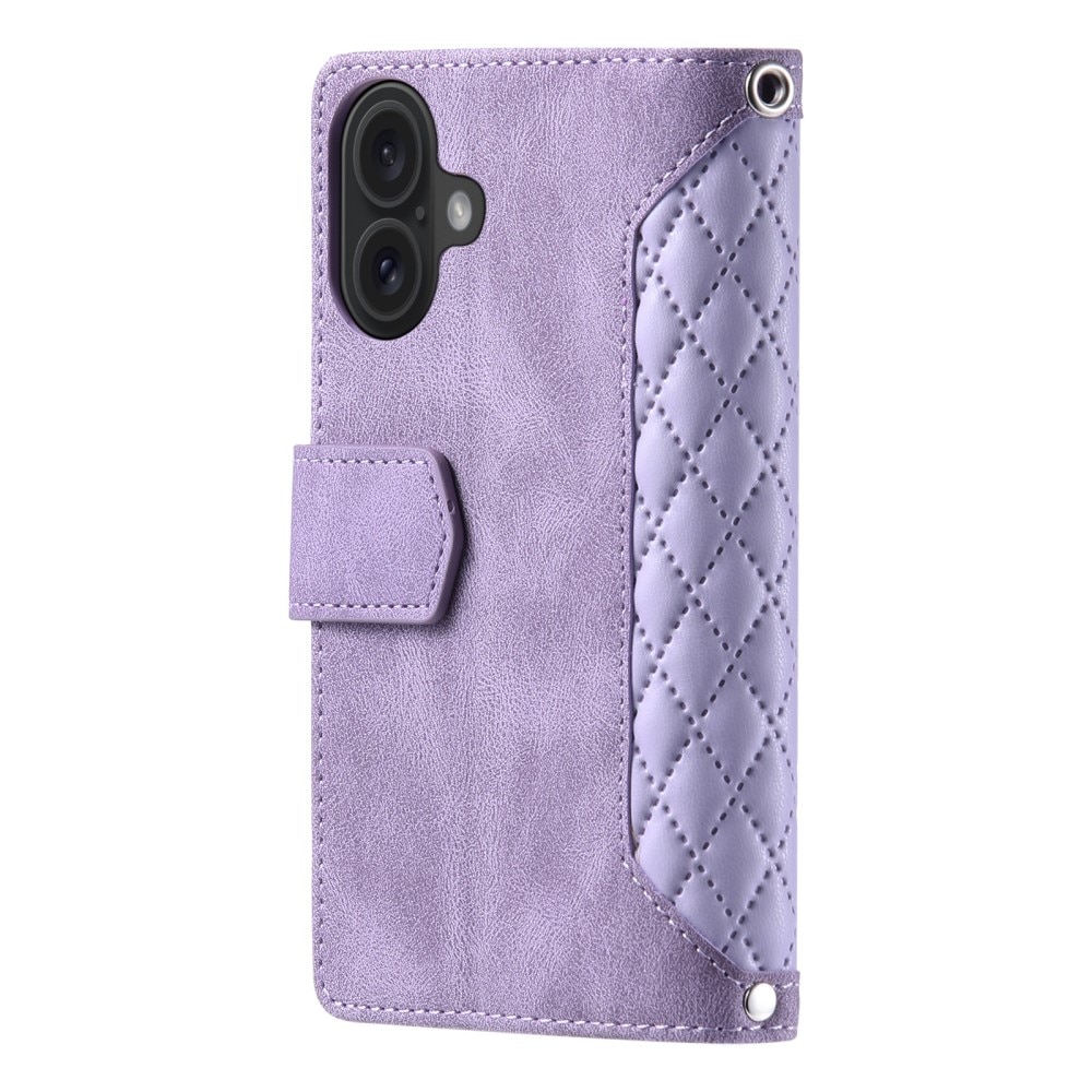 iPhone 16 Brieftasche Hülle Quilted Lila