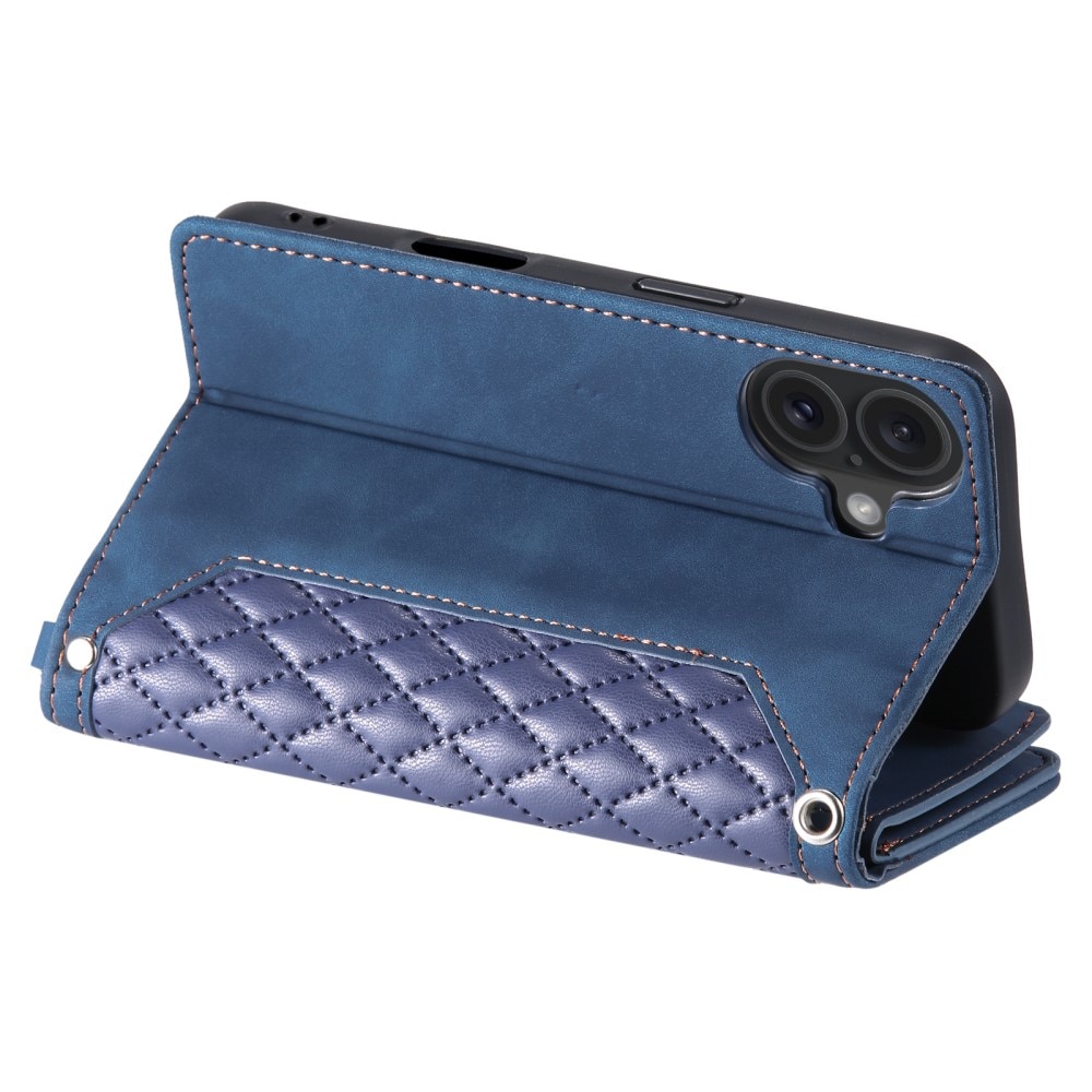 iPhone 16 Brieftasche Hülle Quilted Blau