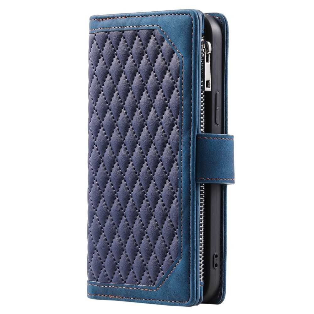 iPhone 16 Brieftasche Hülle Quilted Blau