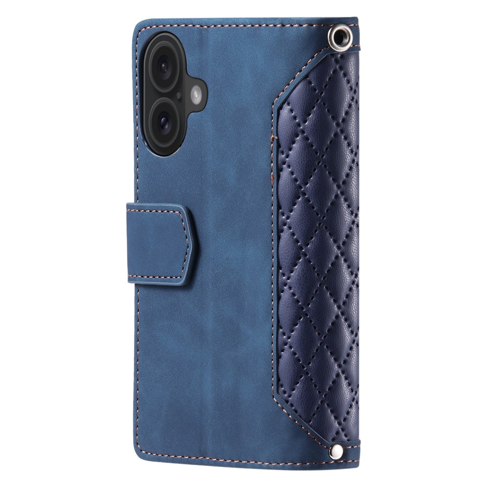 iPhone 16 Brieftasche Hülle Quilted Blau