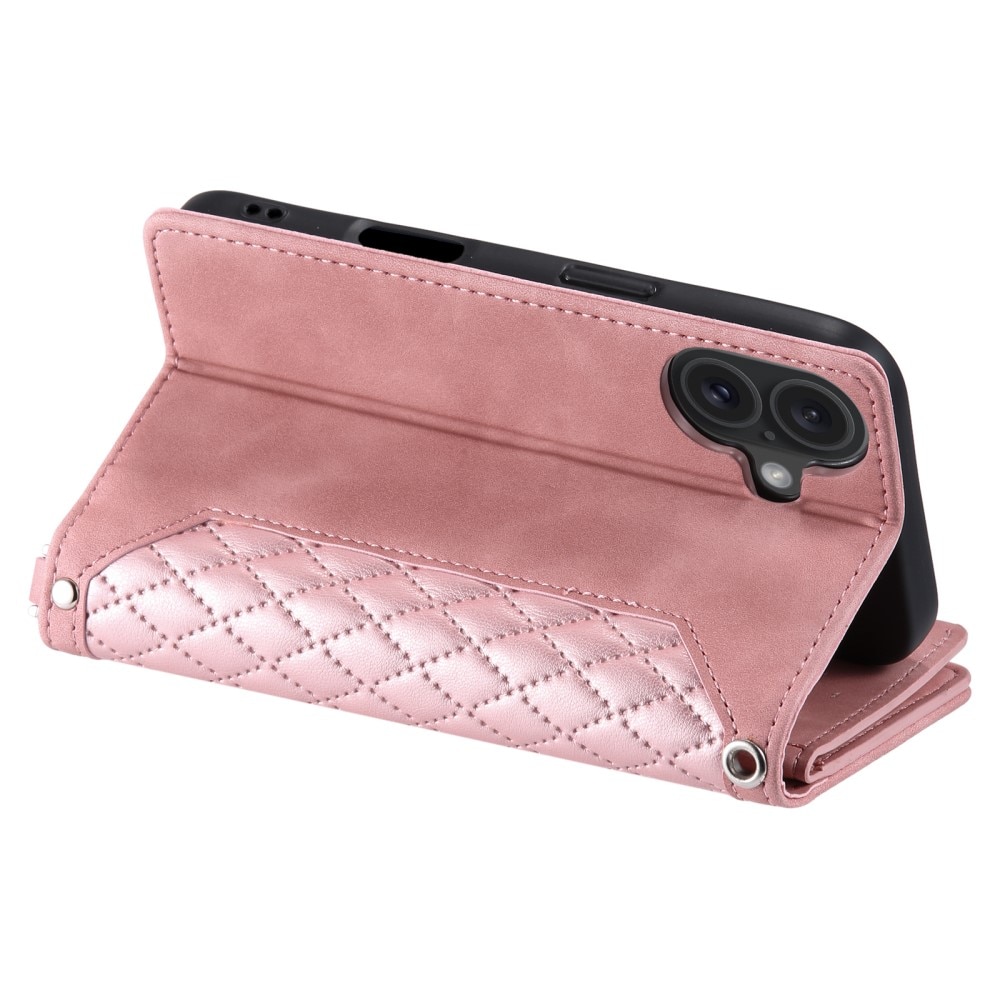 iPhone 16 Brieftasche Hülle Quilted Rosa