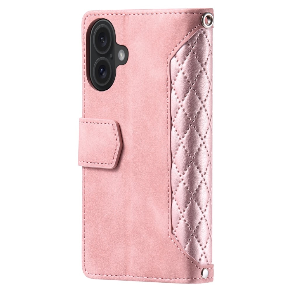 iPhone 16 Brieftasche Hülle Quilted Rosa