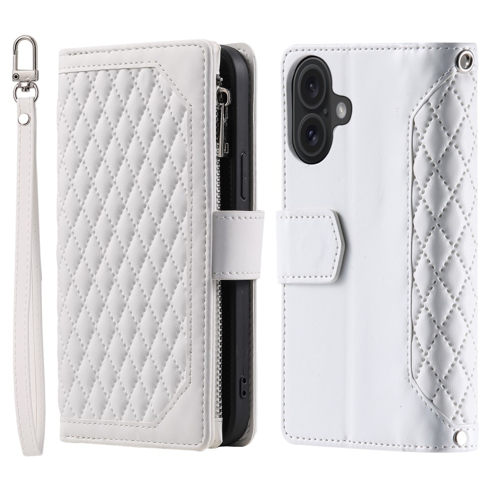 iPhone 16 Brieftasche Hülle Quilted Weiß