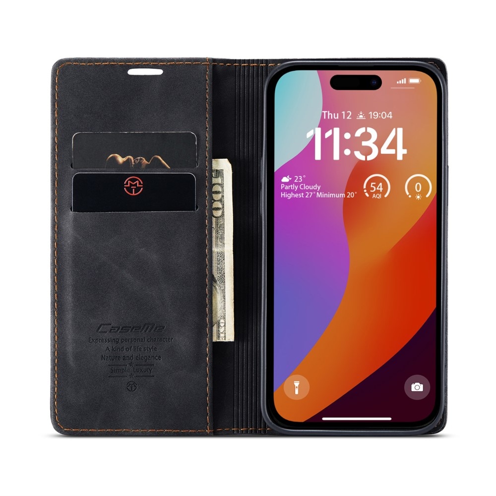 Slim Portemonnaie-Hülle iPhone 16 Pro Max Schwarz