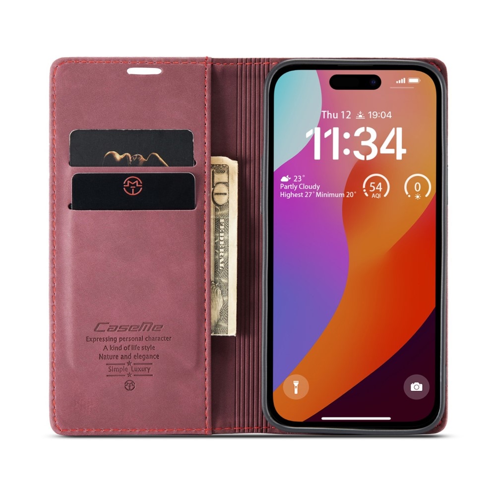 Slim Portemonnaie-Hülle iPhone 16 Pro Rot