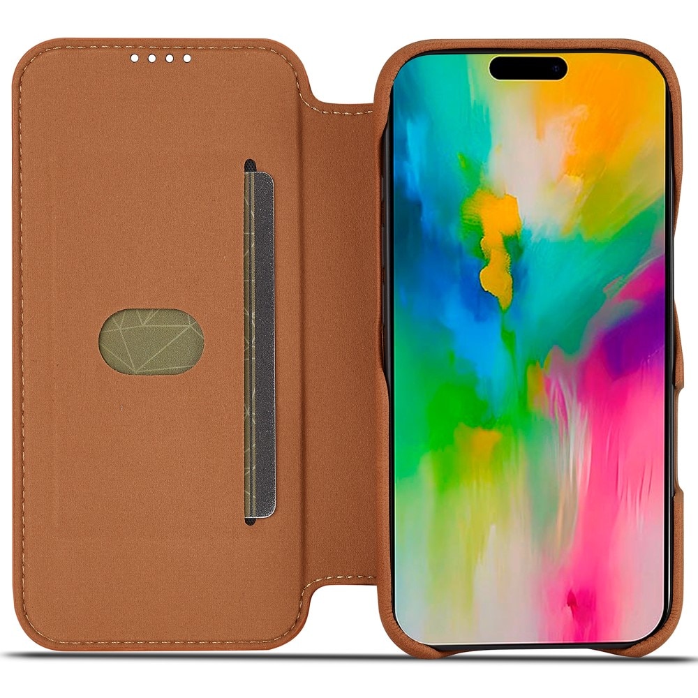 Slim Portemonnaie-Hülle iPhone 16 cognac