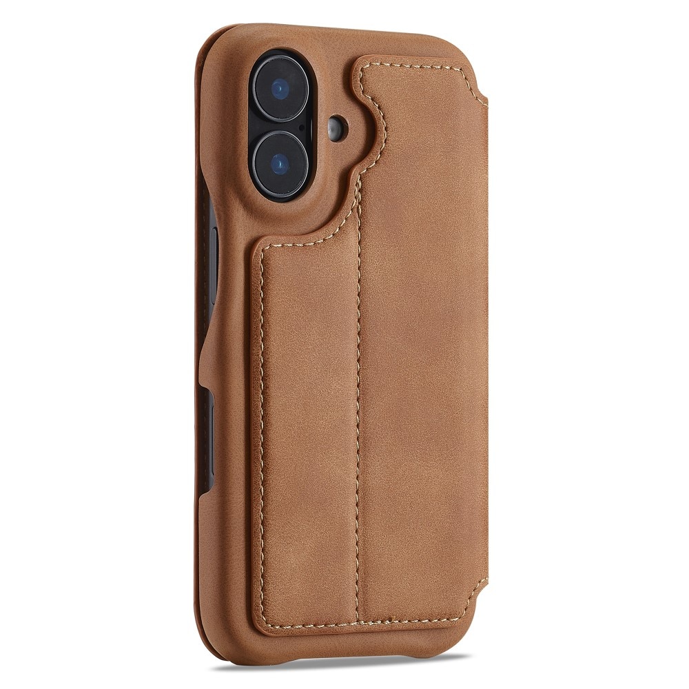 Slim Portemonnaie-Hülle iPhone 16 cognac