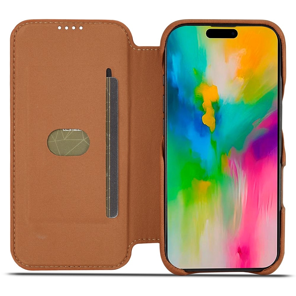 Slim Portemonnaie-Hülle iPhone 16 Pro cognac