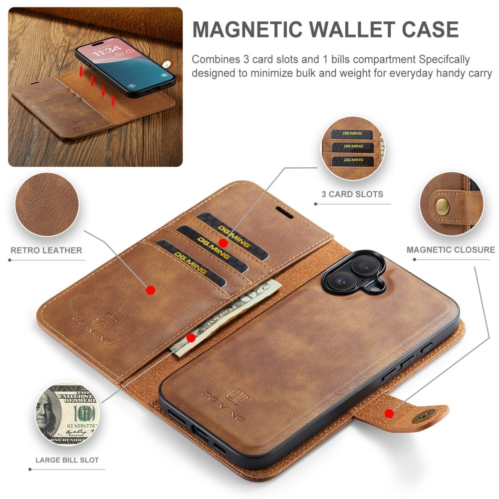 Handytasche Magnetische iPhone 16 Plus Cognac