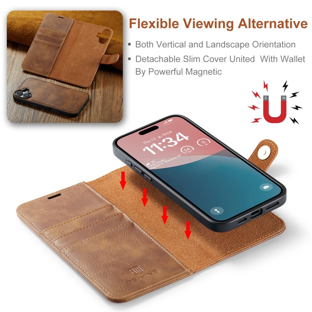 Handytasche Magnetische iPhone 16 Plus Cognac