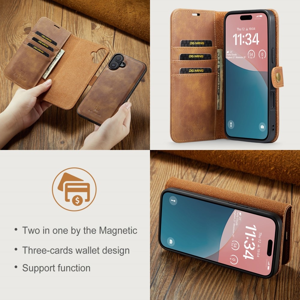 Handytasche Magnetische iPhone 16 Plus Cognac