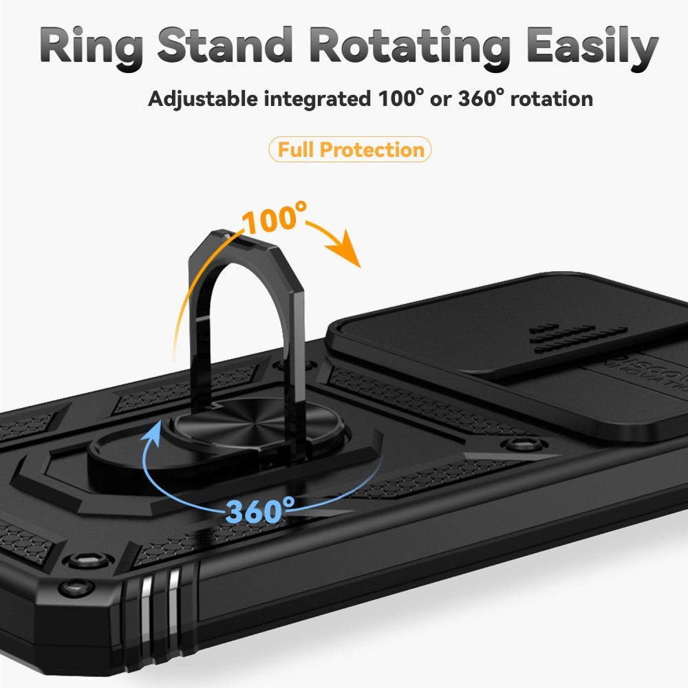 Samsung Galaxy S24 FE Hybrid-Hülle Ring + Kameraschutz Schwarz