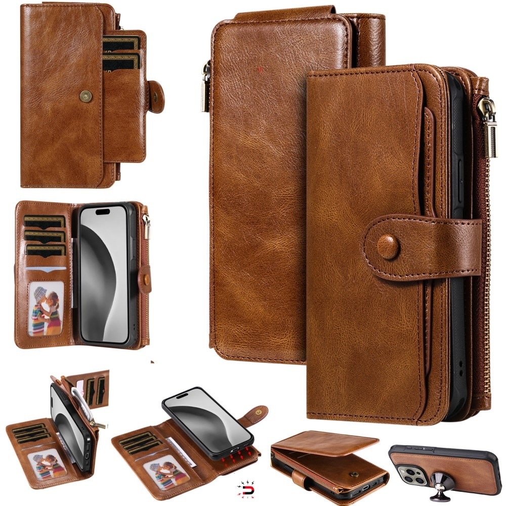 iPhone 16 Pro Magnet Leather Multi-Wallet braun