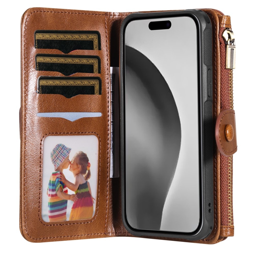 iPhone 16 Pro Magnet Leather Multi-Wallet braun