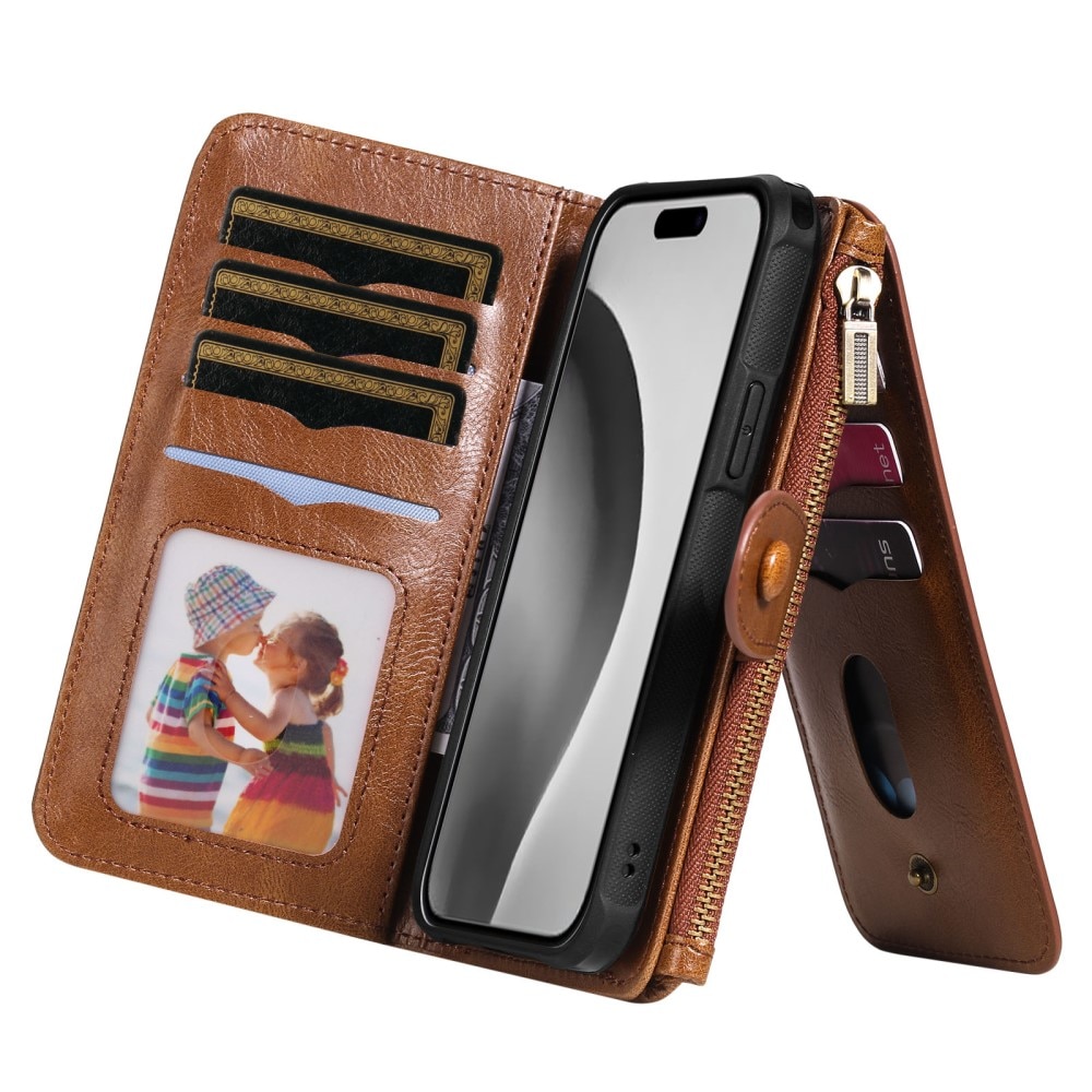 iPhone 16 Pro Magnet Leather Multi-Wallet braun