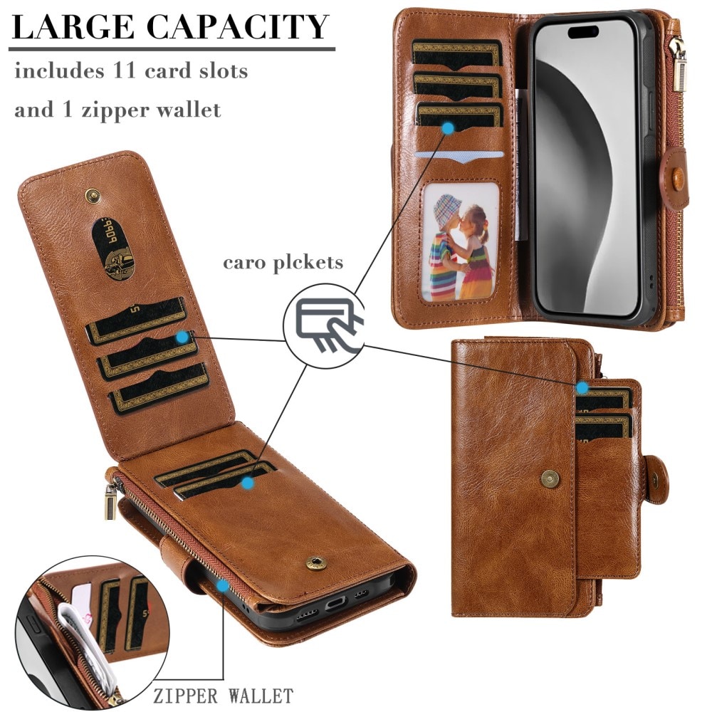 iPhone 16 Pro Magnet Leather Multi-Wallet braun