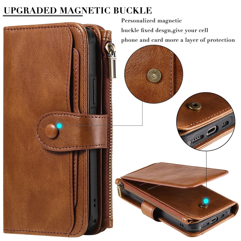 iPhone 16 Pro Magnet Leather Multi-Wallet braun