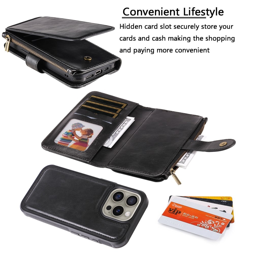 iPhone 16 Pro Magnet Leather Multi-Wallet schwarz