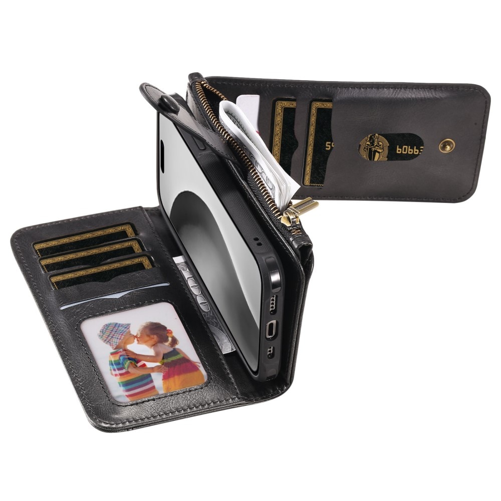 iPhone 16 Pro Magnet Leather Multi-Wallet schwarz