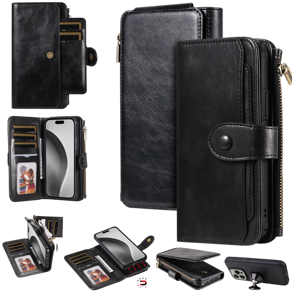 iPhone 16 Pro Magnet Leather Multi-Wallet schwarz