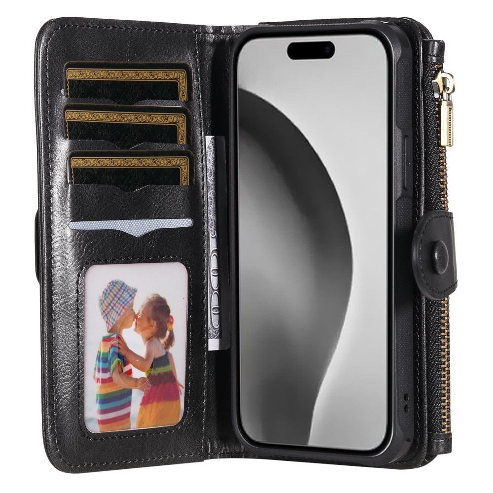 iPhone 16 Pro Magnet Leather Multi-Wallet schwarz