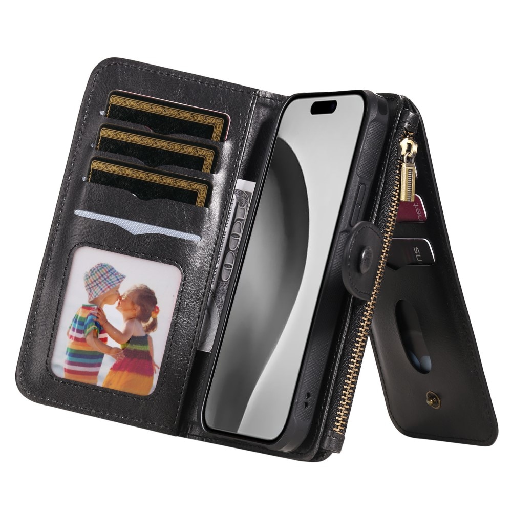 iPhone 16 Pro Magnet Leather Multi-Wallet schwarz