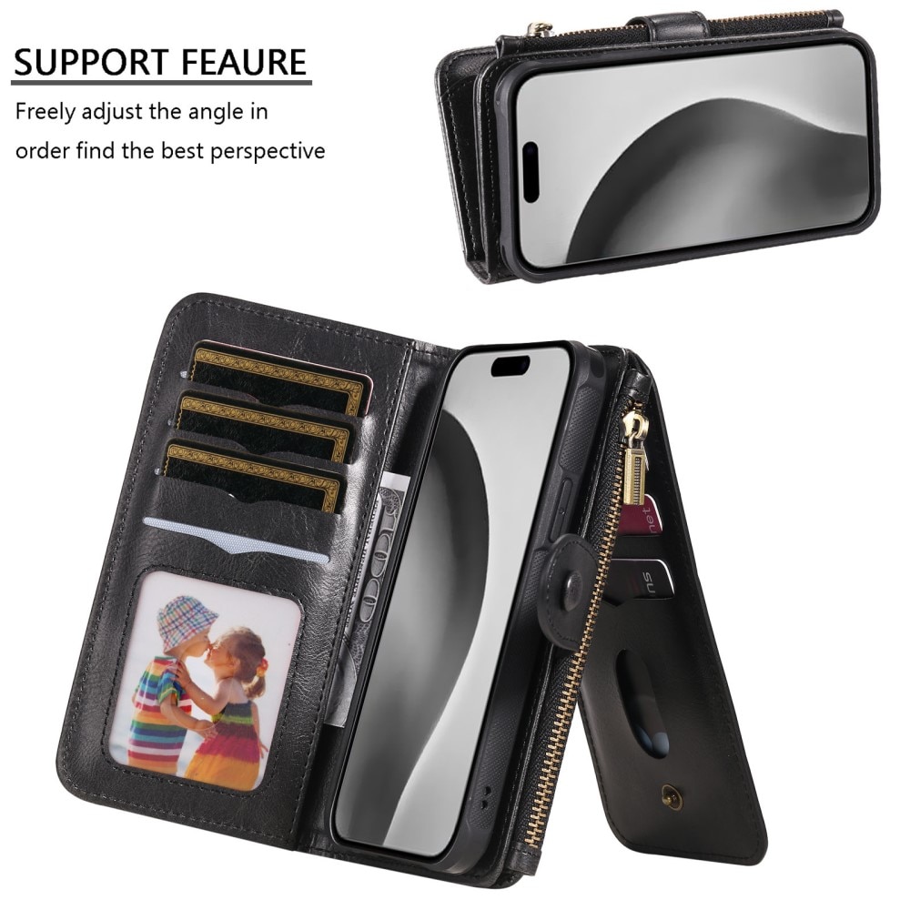 iPhone 16 Pro Magnet Leather Multi-Wallet schwarz