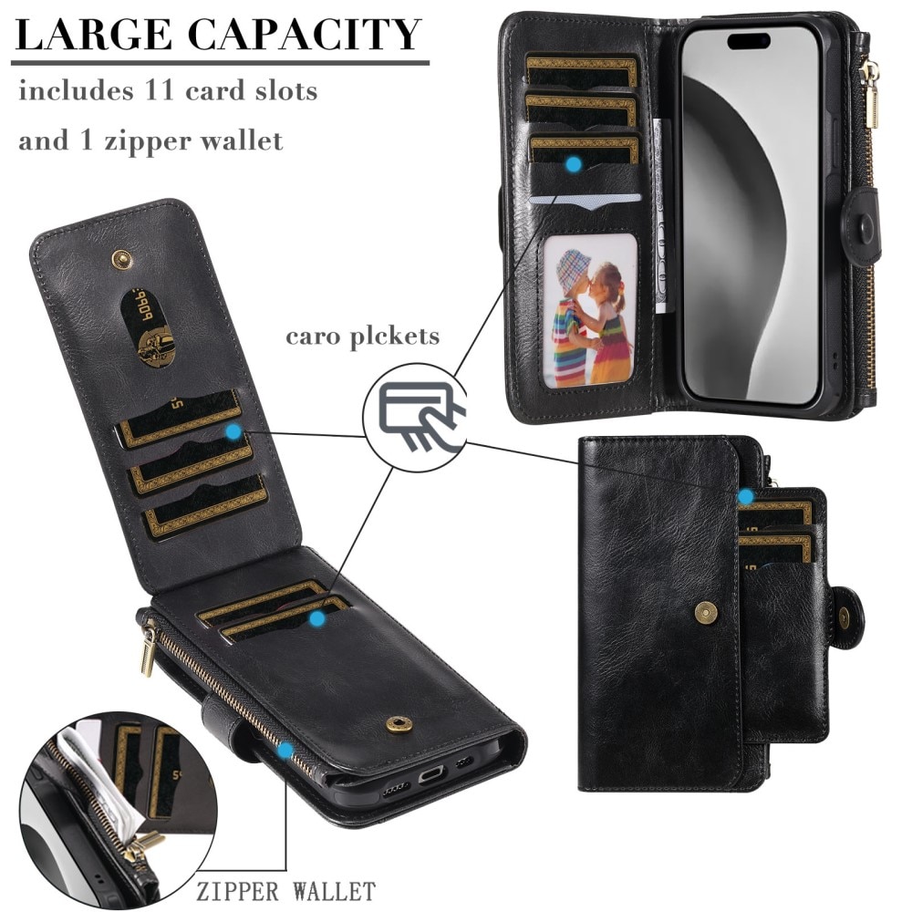 iPhone 16 Pro Magnet Leather Multi-Wallet schwarz