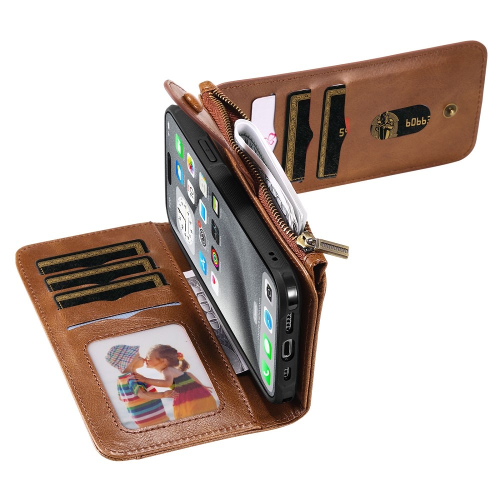 iPhone 16 Pro Max Magnet Leather Multi-Wallet braun