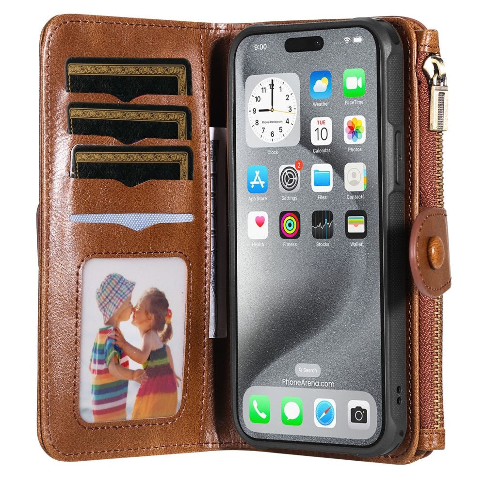 iPhone 16 Pro Max Magnet Leather Multi-Wallet braun