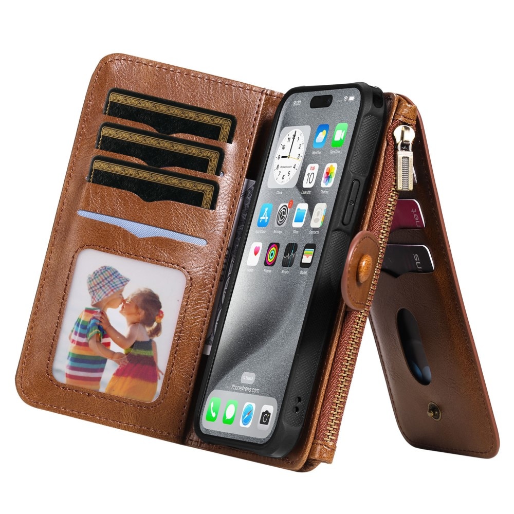 iPhone 16 Pro Max Magnet Leather Multi-Wallet braun