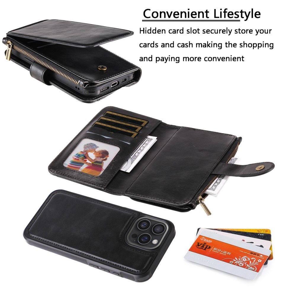 iPhone 16 Pro Max Magnet Leather Multi-Wallet schwarz