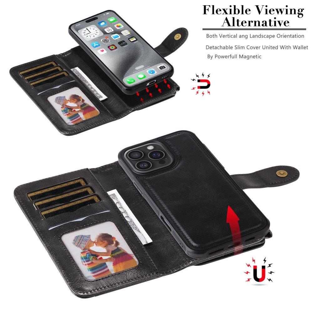 iPhone 16 Pro Max Magnet Leather Multi-Wallet schwarz