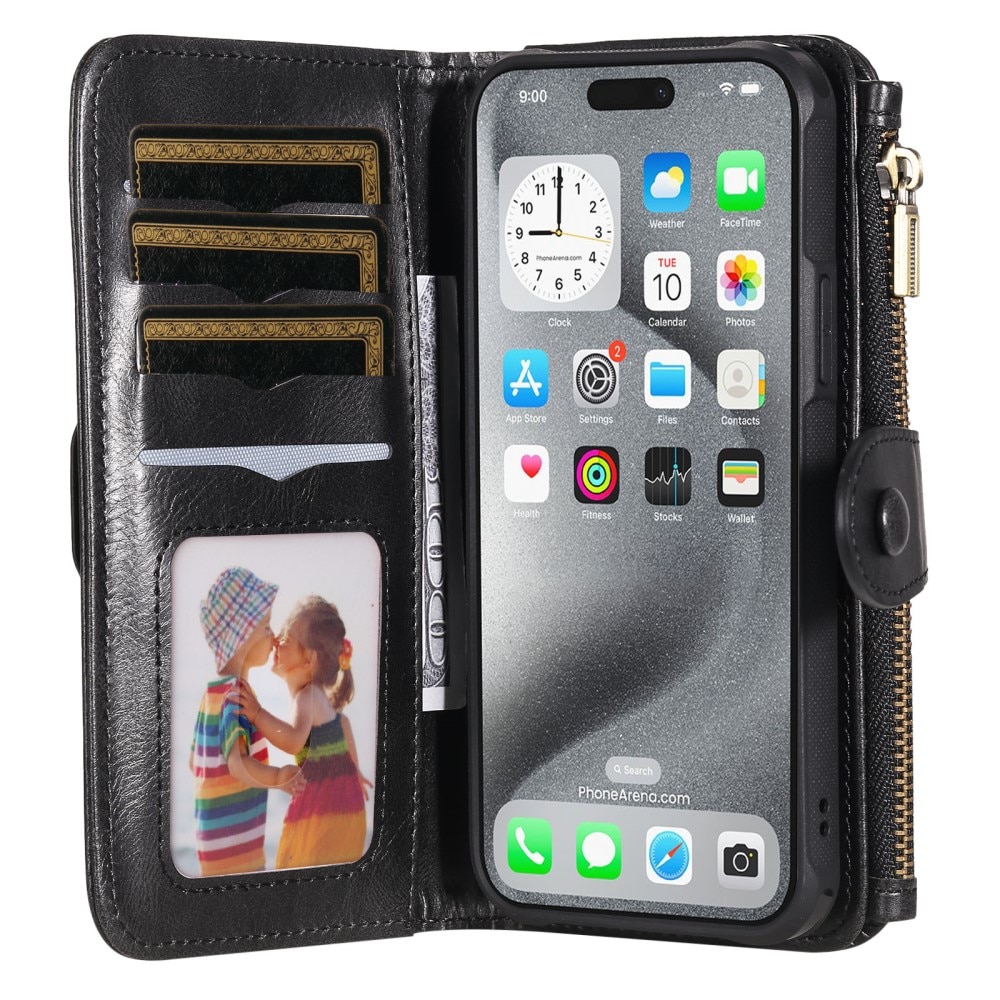 iPhone 16 Pro Max Magnet Leather Multi-Wallet schwarz