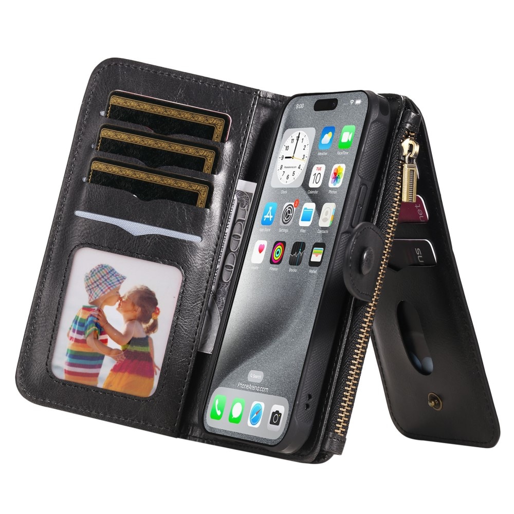 iPhone 16 Pro Max Magnet Leather Multi-Wallet schwarz