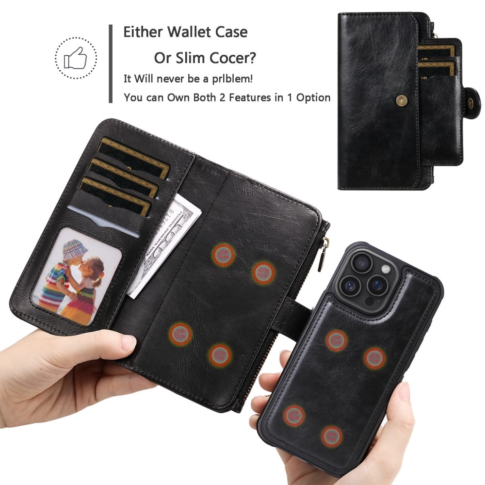 iPhone 16 Pro Max Magnet Leather Multi-Wallet schwarz