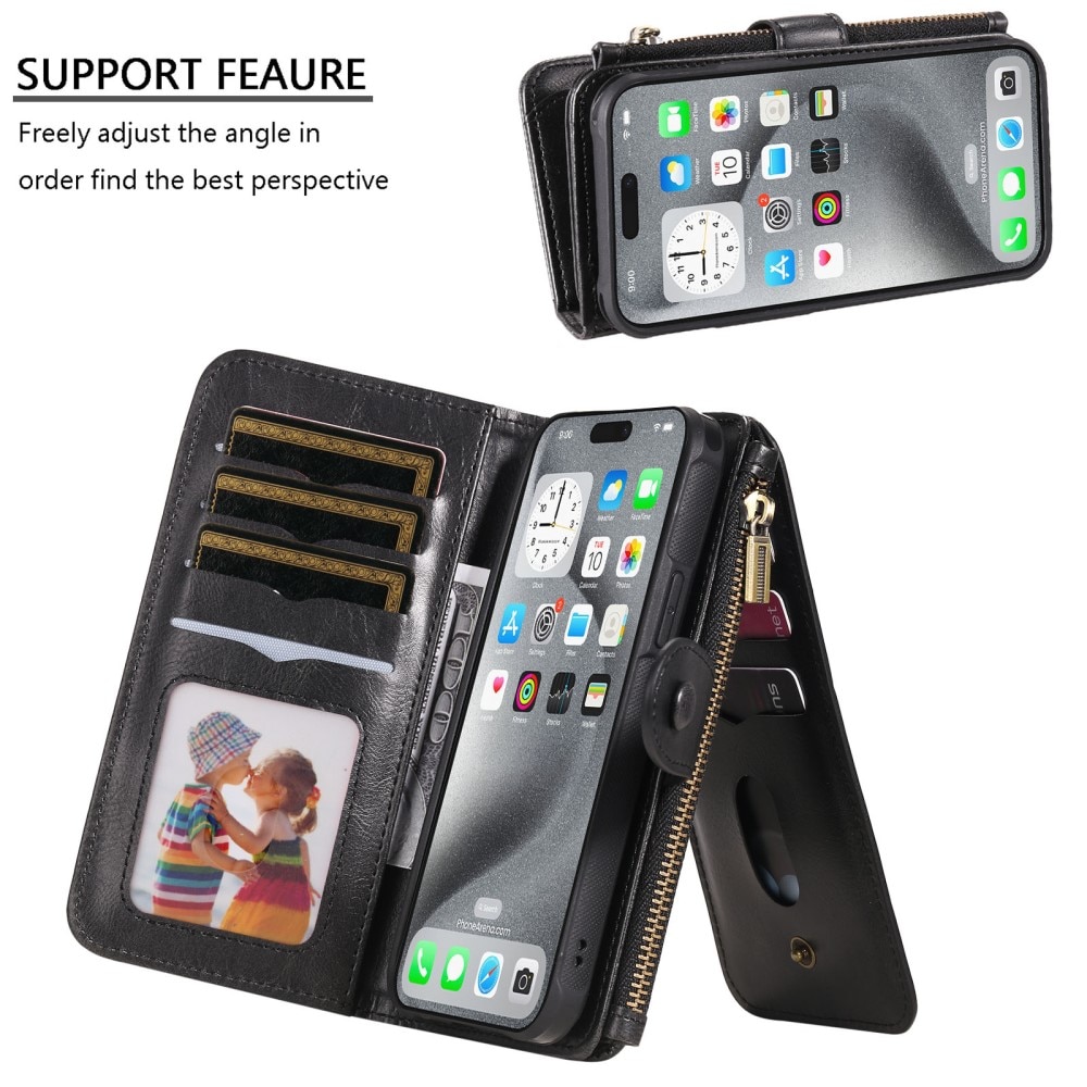 iPhone 16 Pro Max Magnet Leather Multi-Wallet schwarz