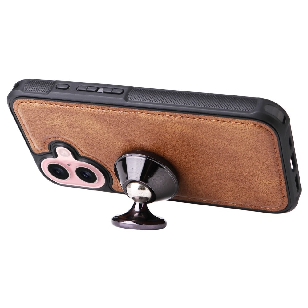 iPhone 16 Magnet Leather Multi-Wallet braun