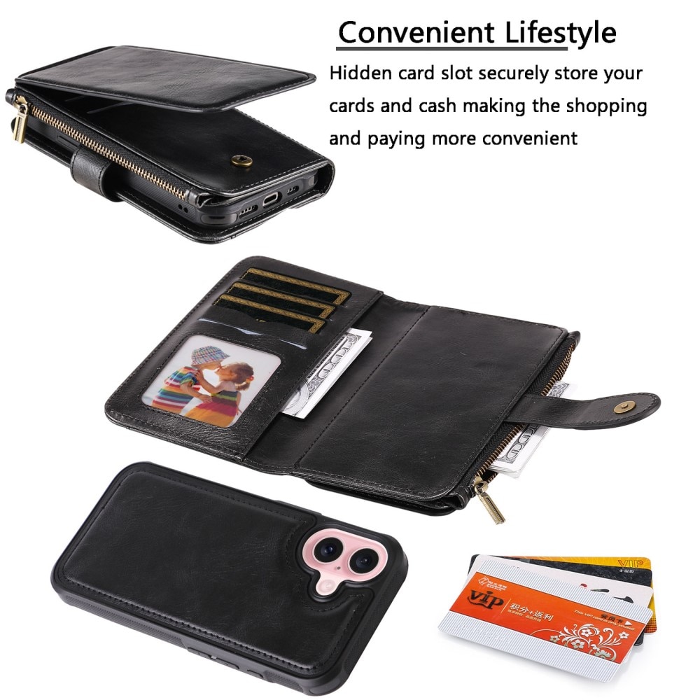 iPhone 16 Magnet Leather Multi-Wallet schwarz