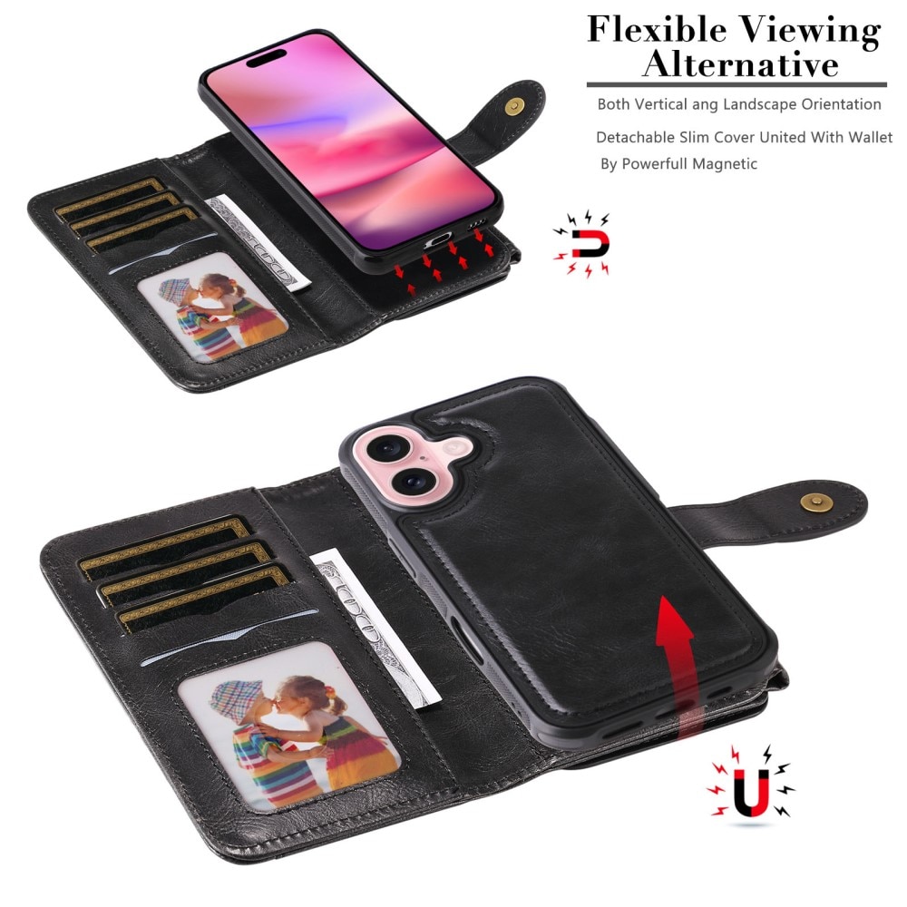 iPhone 16 Magnet Leather Multi-Wallet schwarz